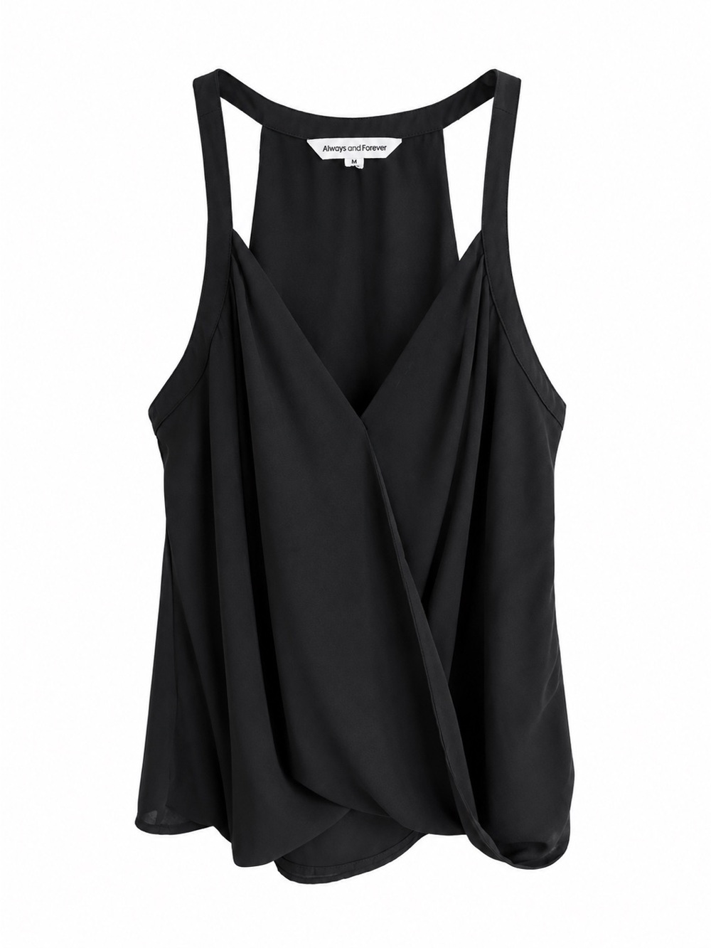 Always and Forever Black Faux Wrap Sleeveless Blouse Size M